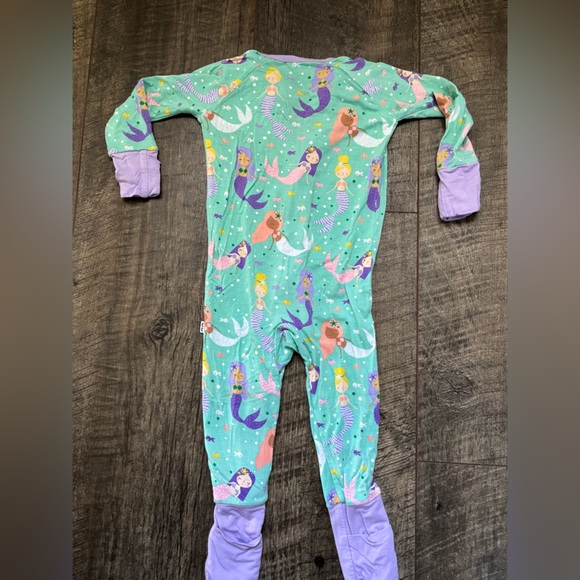 Little Sleepies Mermaid Kids zippie - Aqua and Lavender - Picture 3 of 3